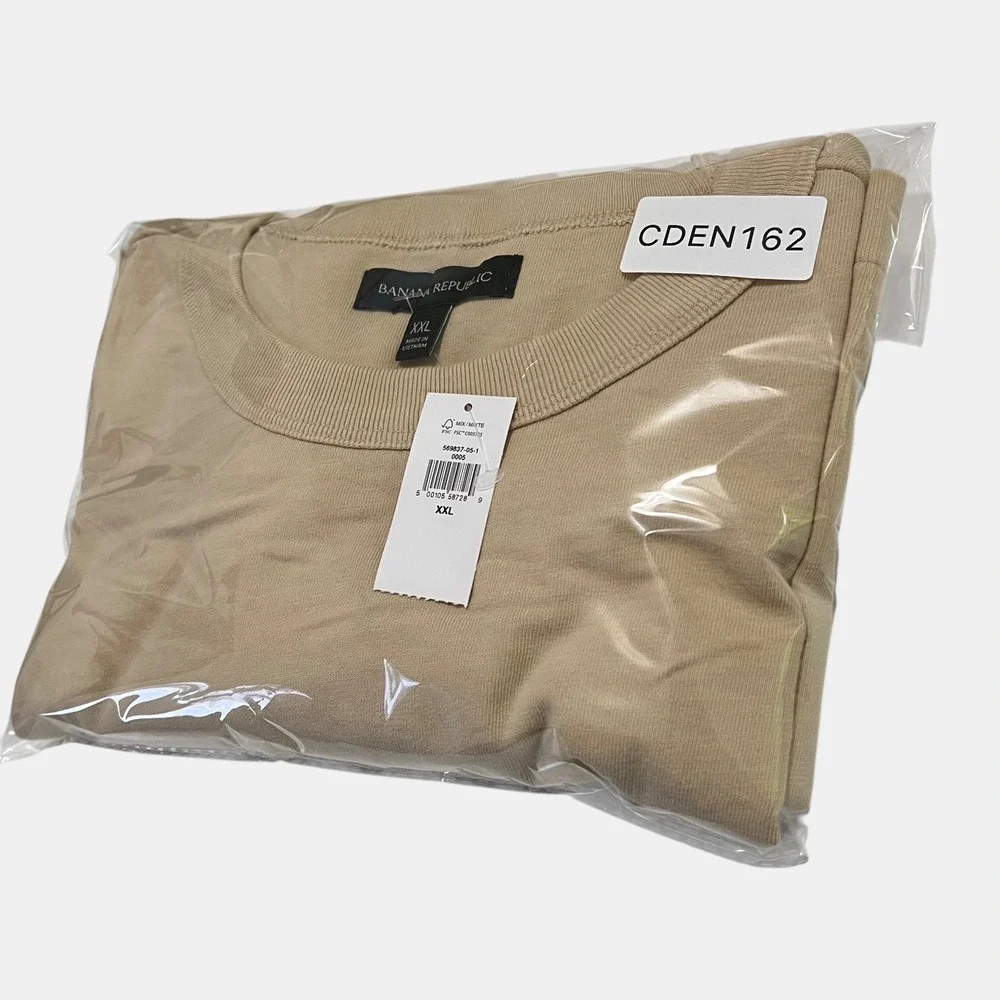Banana Republic Men Heavyweight Cotton XXL Crewneck Shirt Tan Relaxed Fit NWT